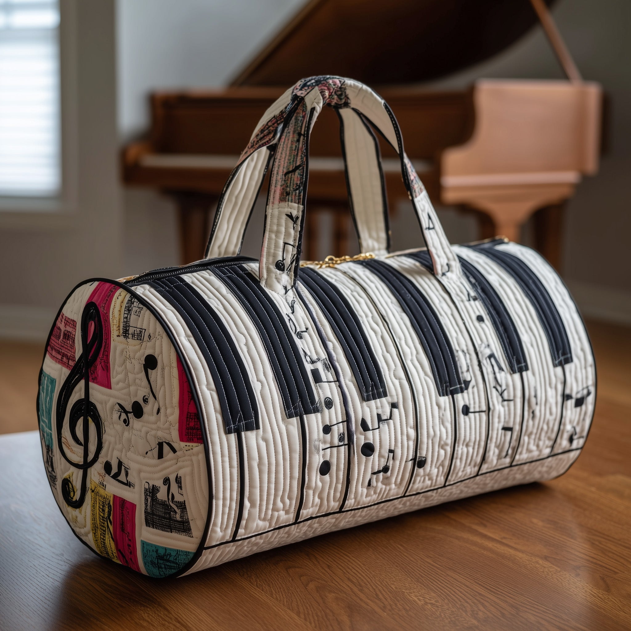Piano Quilted Duffle Bag For Office And Campus