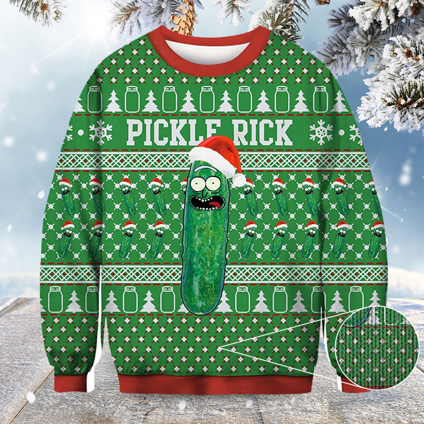 Pickle Rick Christmas Ugly Sweater Holiday Clothing Pickle Lover Christmas Gifts