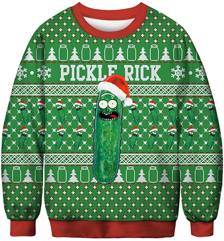 Pickle Rick Christmas Ugly Sweatshirt Holiday Joke Gift Idea