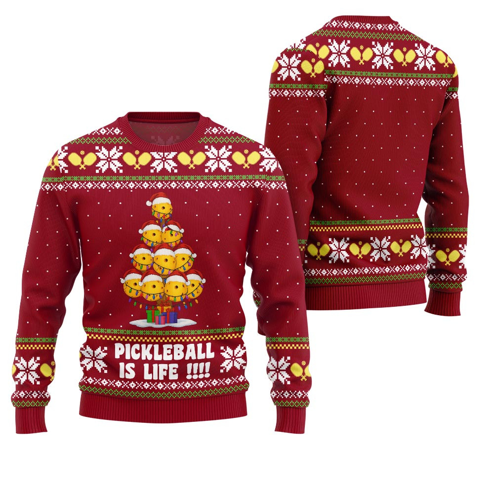Pickleball Is Life Ugly Christmas Sweater Heartwarming Christmas Gift Sweater for Him or Her