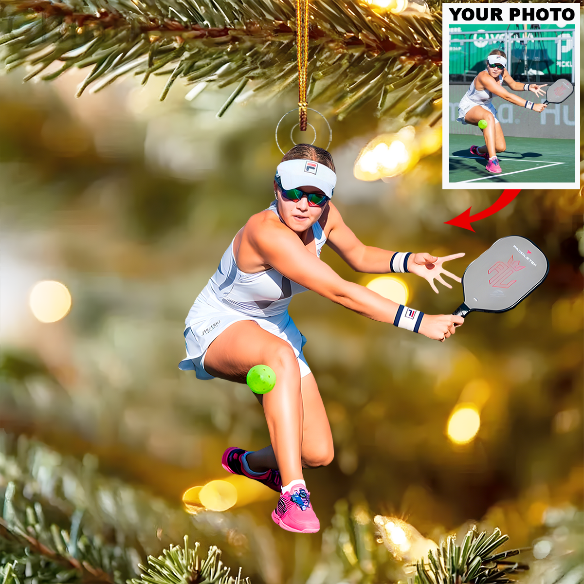 Pickleball Player Personalized Photo Mica Ornament Christmas Gift For Pickleball Lover