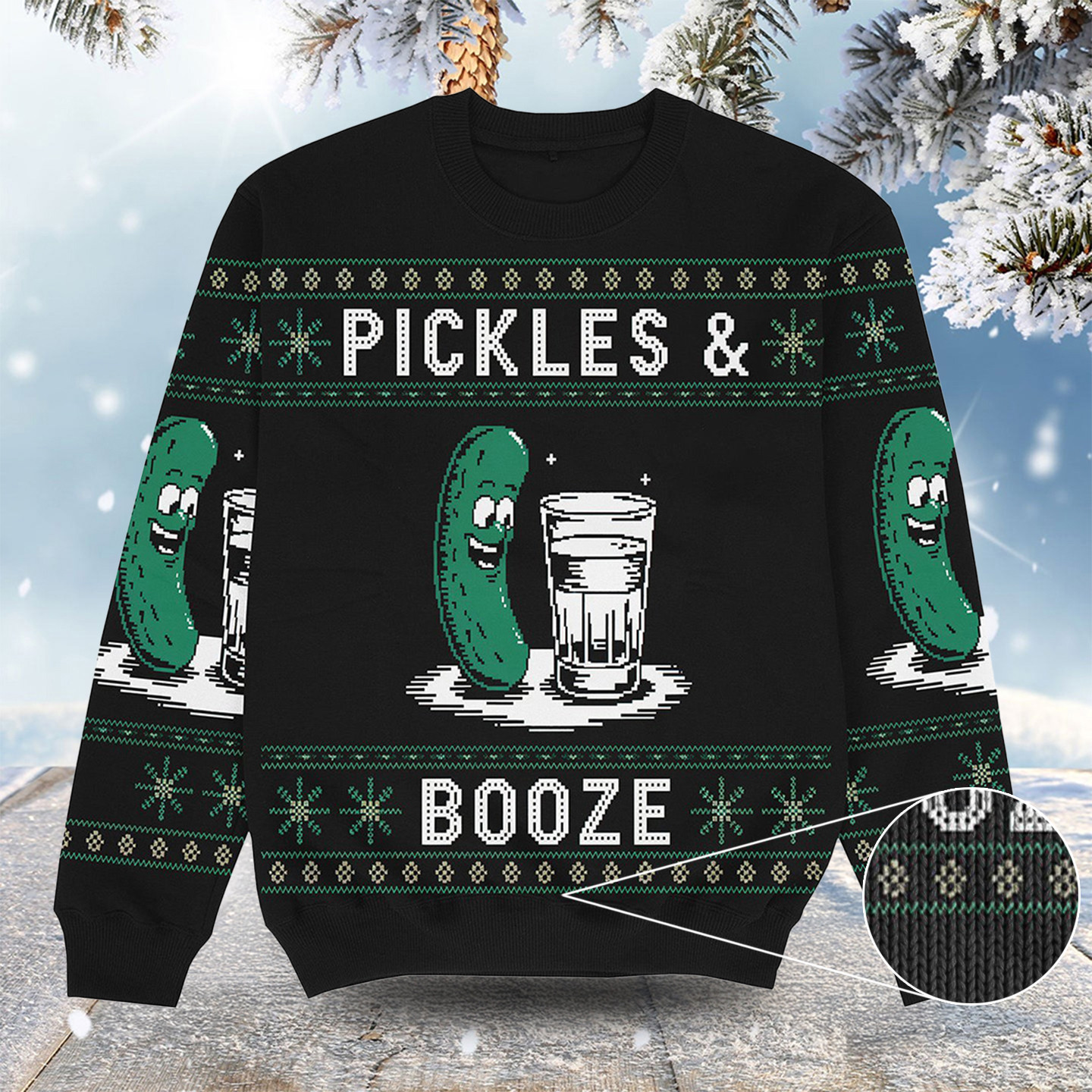 Pickles Booze Christmas Ugly Sweater Cute Christmas Clothing Cool Gift Ideas For Brother