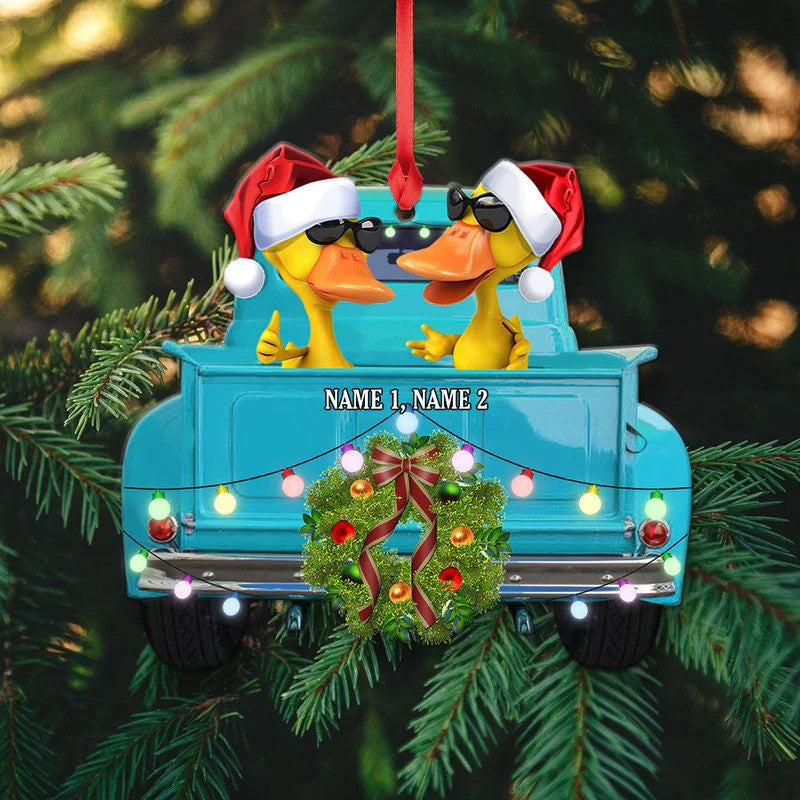 Pickup Truck Christmas Ornament  Personalized Duck Christmas Ornament  Gift For Couple