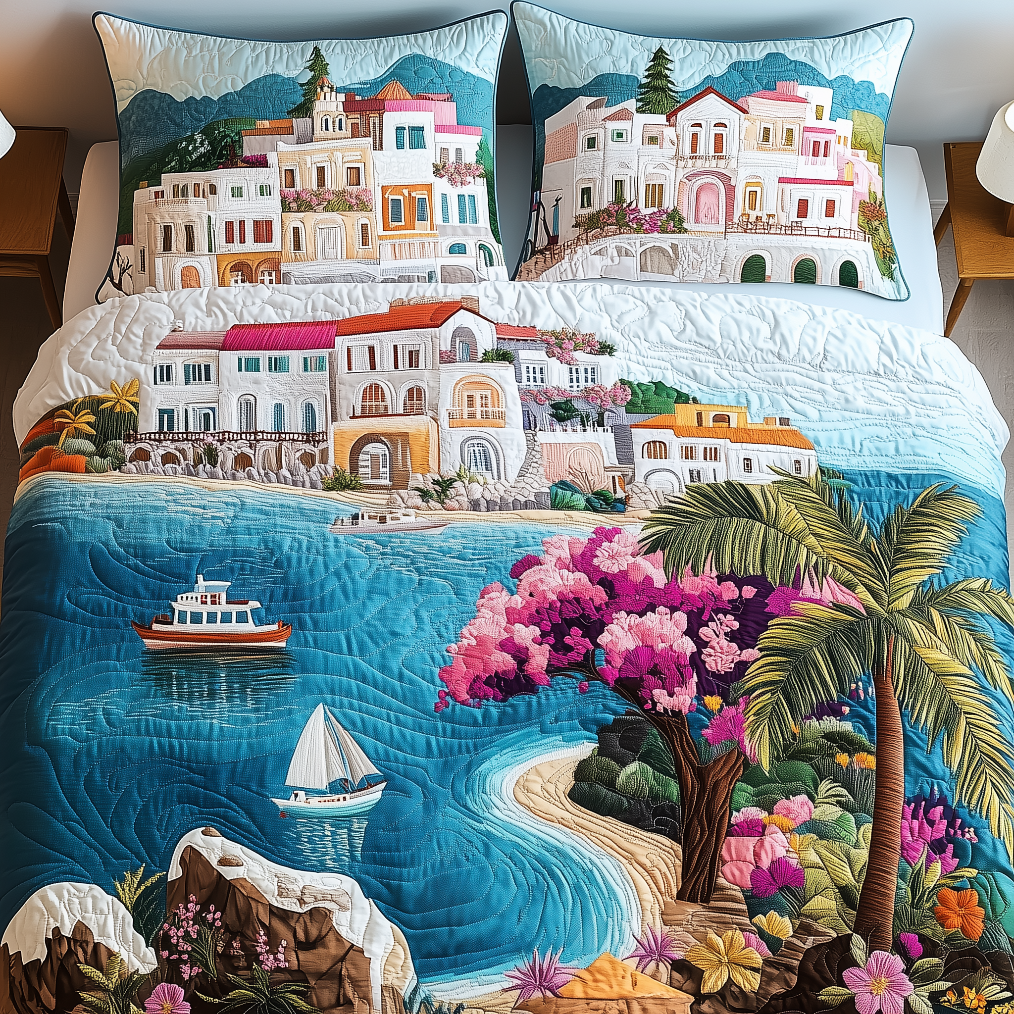 Picturesque Coastal Quilted Bedding Set Best Gifts For Teenage Guys