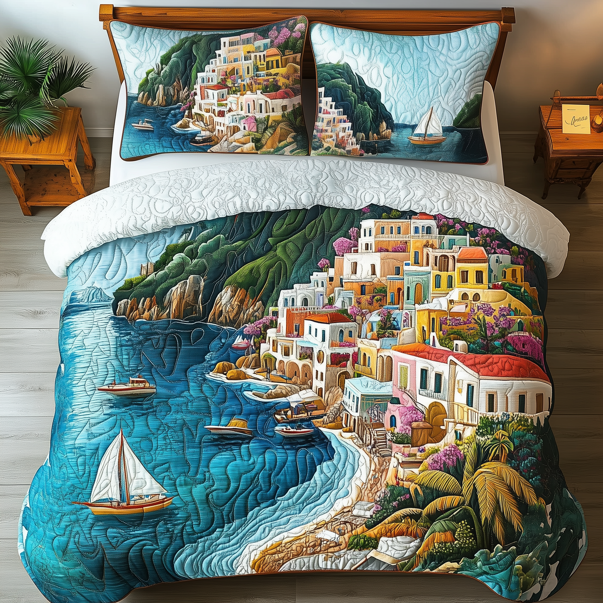 Picturesque Coastal Quilted Bedding Set Cool Gifts For Teenage Guys
