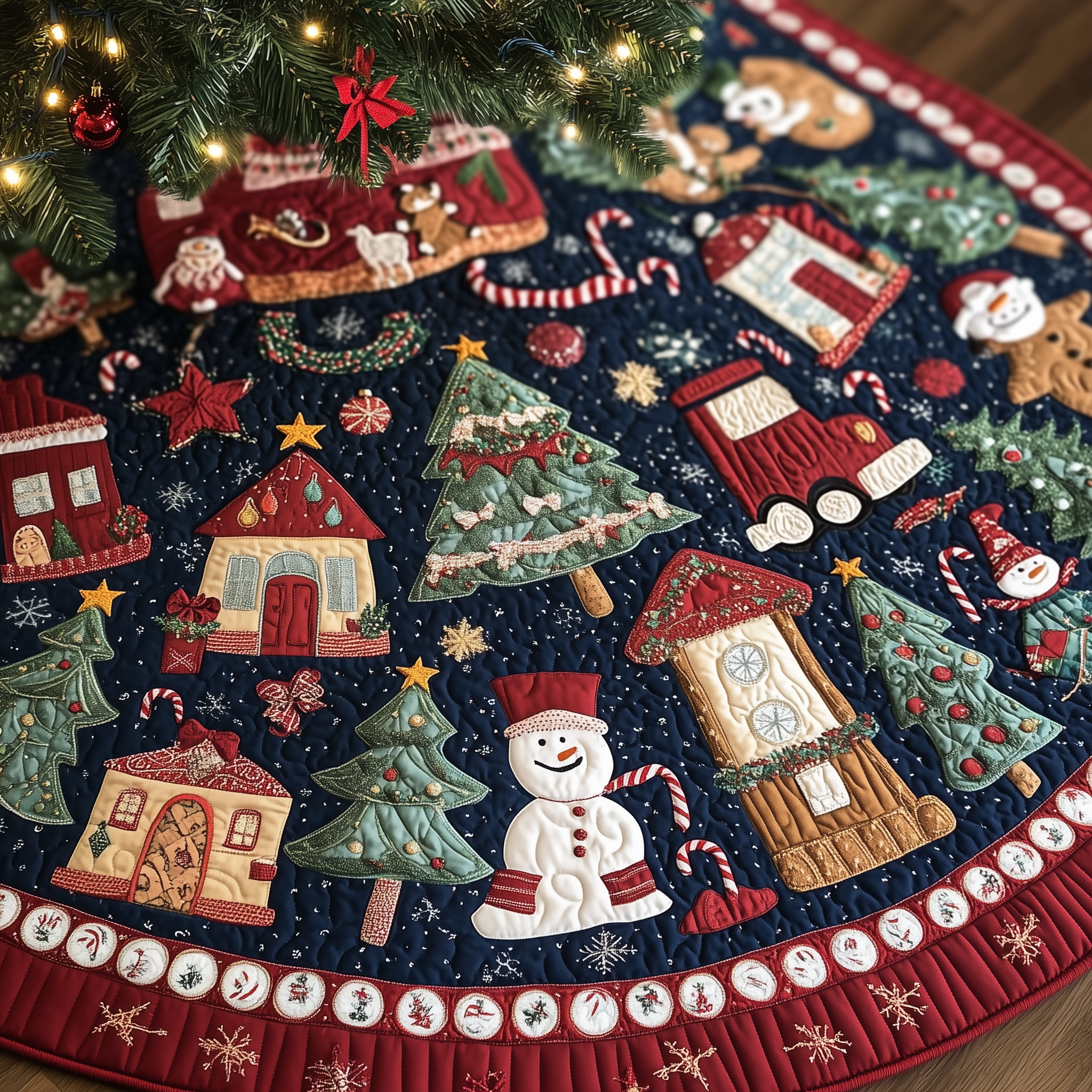 Pieces of Christmas Quilted Tree Skirt Best Xmas Tree Skirts Decorations Great Holiday Gifts For Family