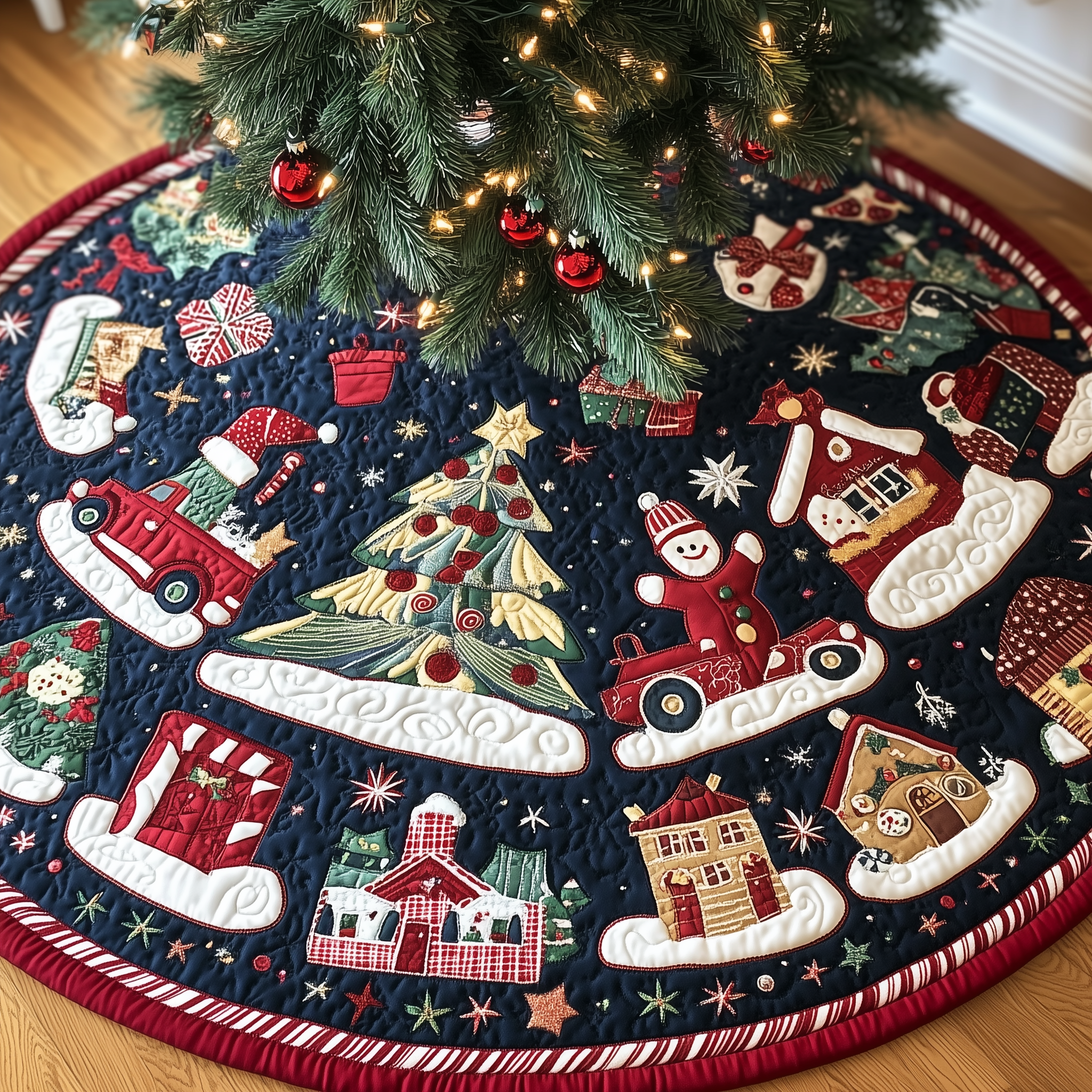 Pieces Of Christmas Quilted Tree Skirt Memorable Graduation Gift Merch