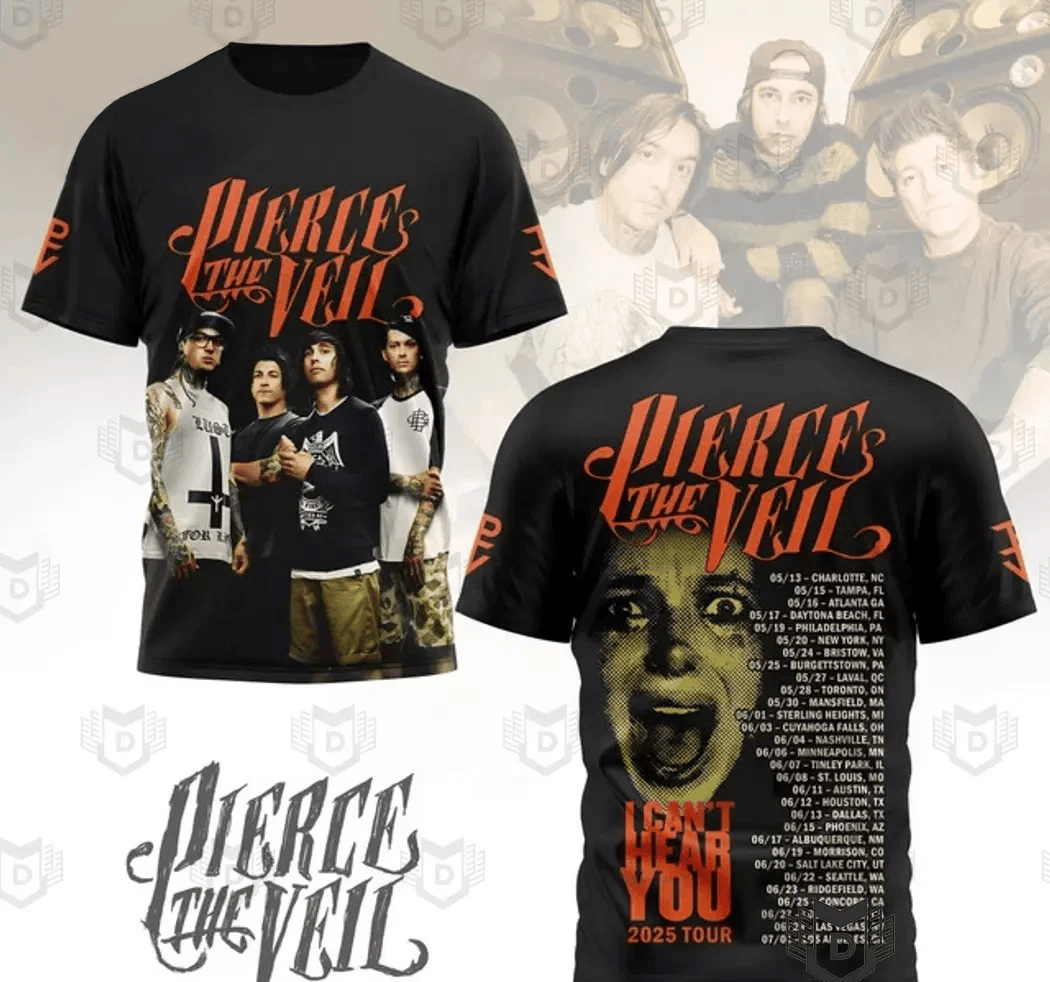 Pierce The Veil I Cant Hear You 2025 Tour T-Shirt Pierce The Veil Merch