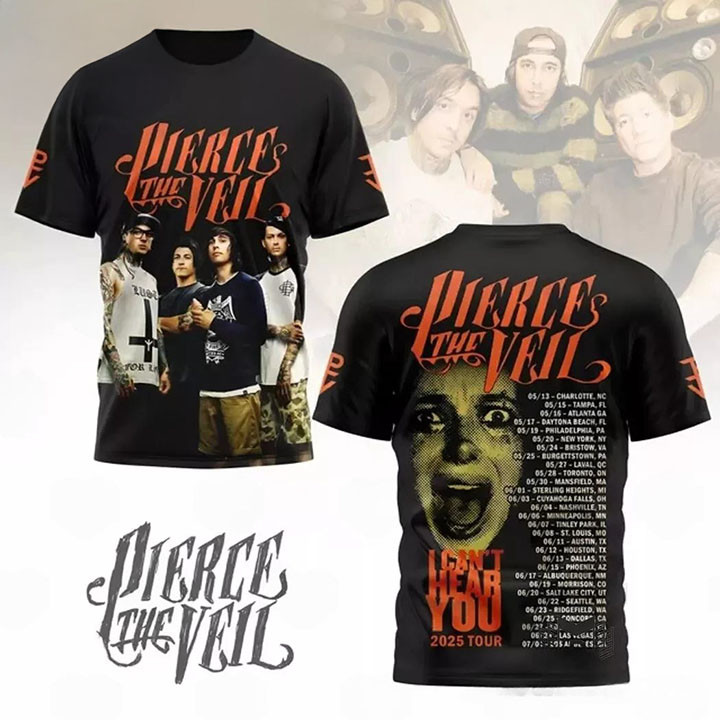 Pierce The Veil I Can't Hear You Tour 2025 T-Shirt Unique Pierce The Veil Merch Tour Gift For Music Fans