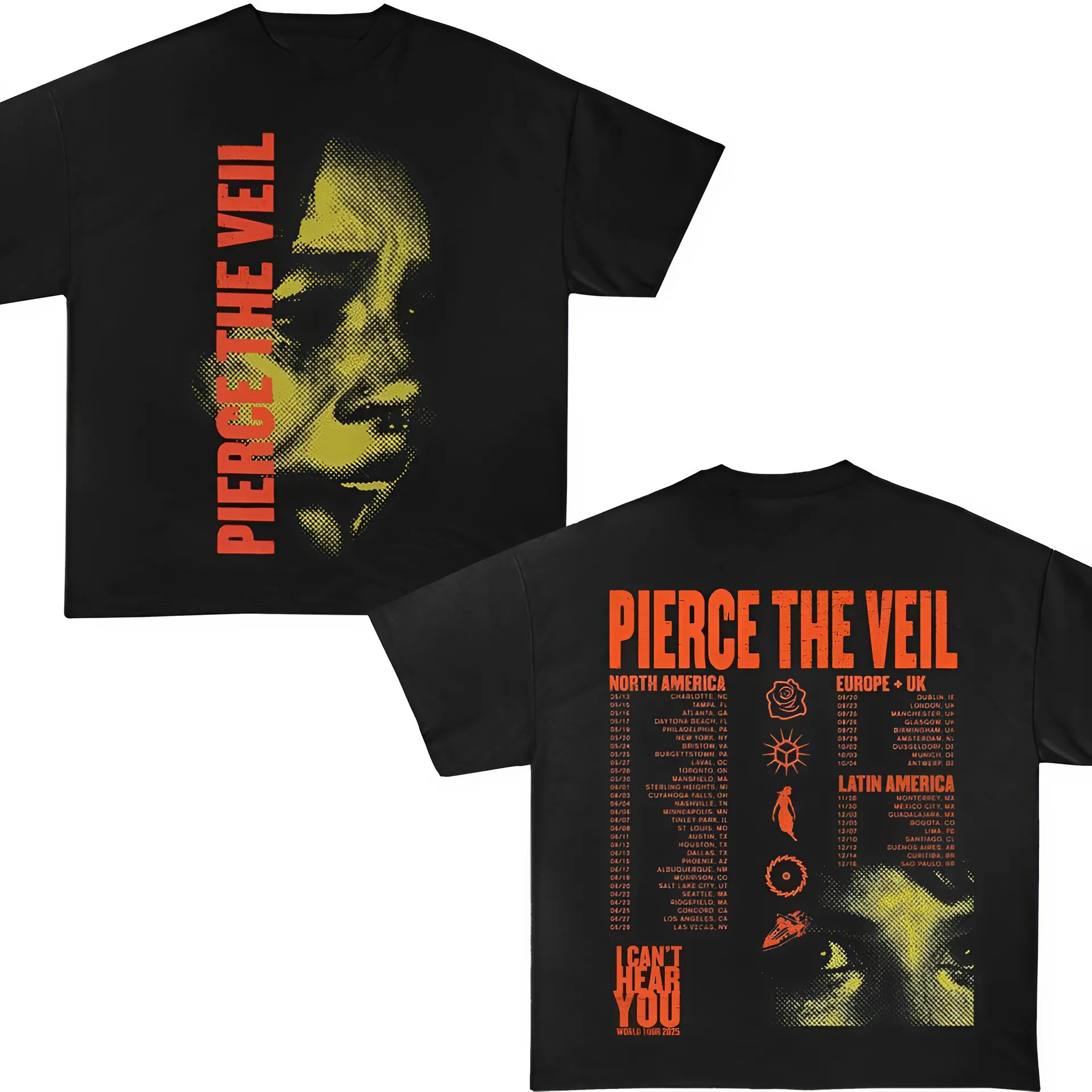 Pierce The Veil Merch Tour 2025 T-Shirt Best Pierce The Veil Concert Fan Merch I Cant Hear You