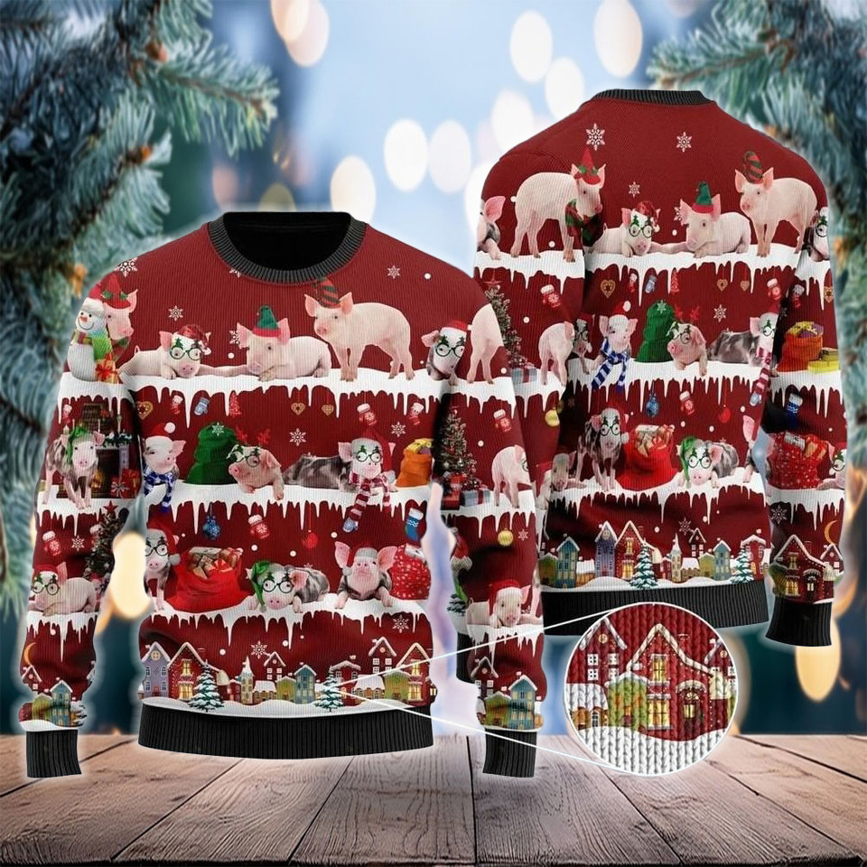 Pig Christmas Ugly Sweater Funny Christmas Clothing Gifts For Pig Lovers