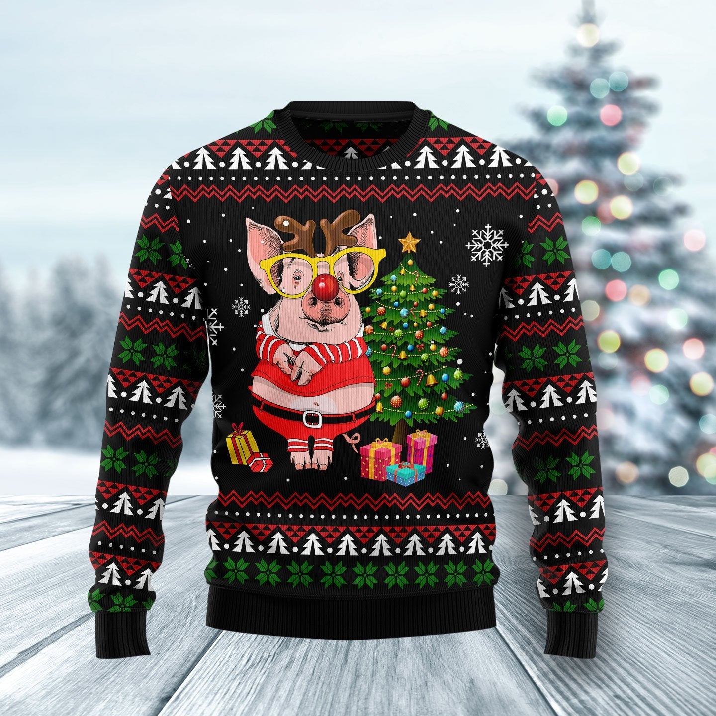 Pig Cosplay Reindeer Ugly Christmas Sweater Cute Sweater Best Xmas Gifts For Pig Lovers