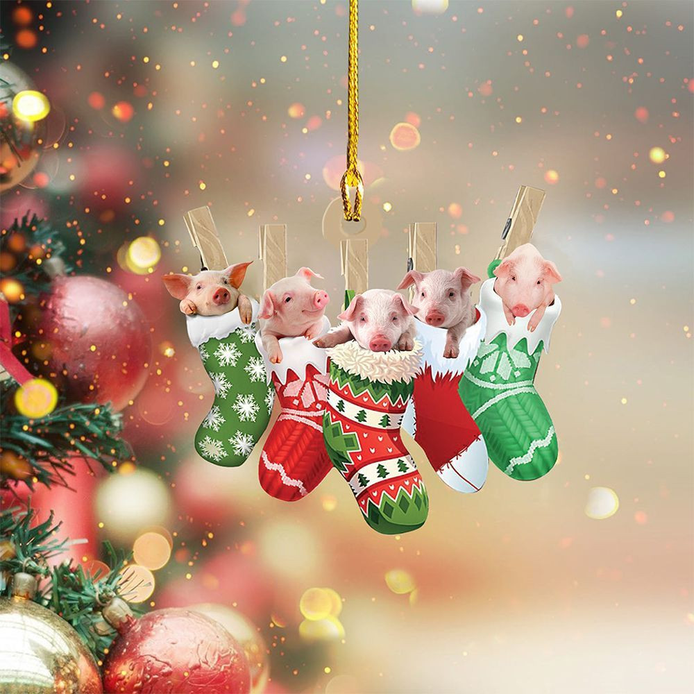 Pig In Christmas Sock Ornament Cute Animal Ornament Pig Lover Christmas Tree Decorating 2024