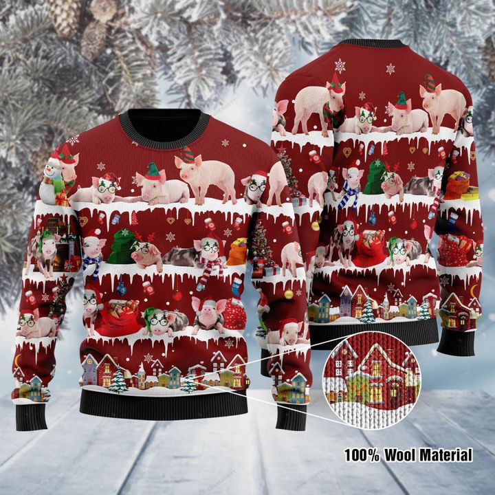 Pig Xmas Time Ugly Christmas Sweater Xmas Holiday Pullover Gifts For Pig Lovers