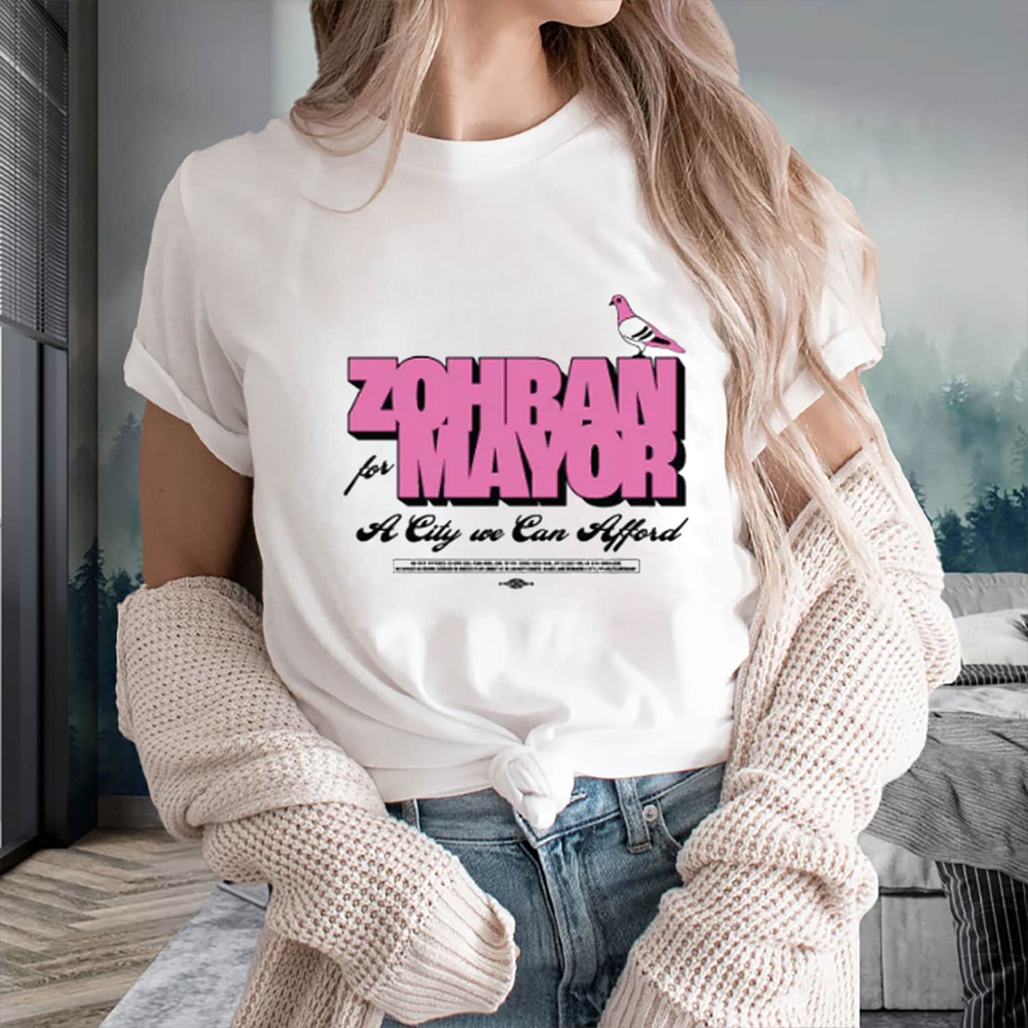 Pigeon Zohran For Mayor T-Shirt Campaign Graphic Tee Political Presents For Freedom Fans
