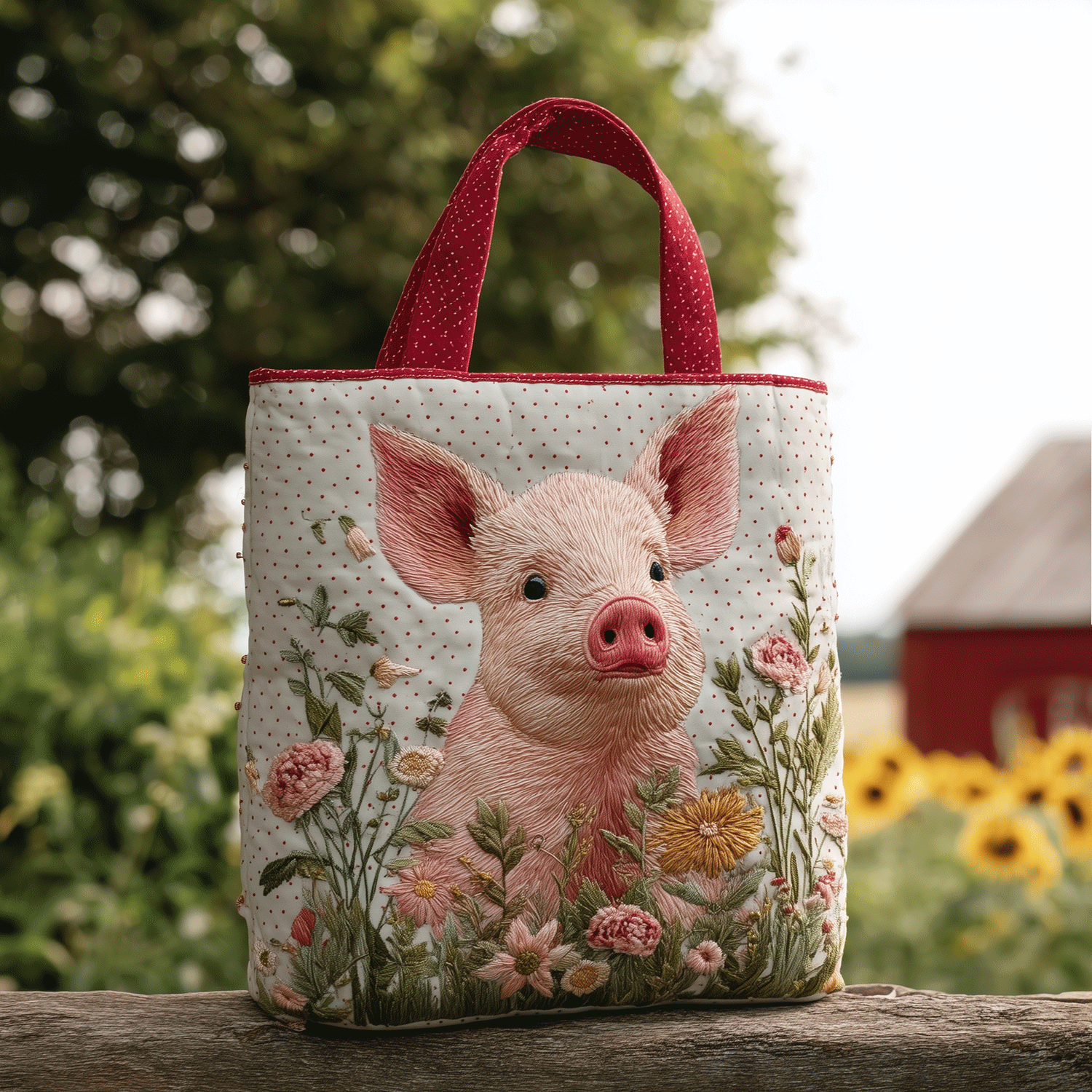 Piggy Love Quilted Tote Bag Guinea Pig Themed Gifts