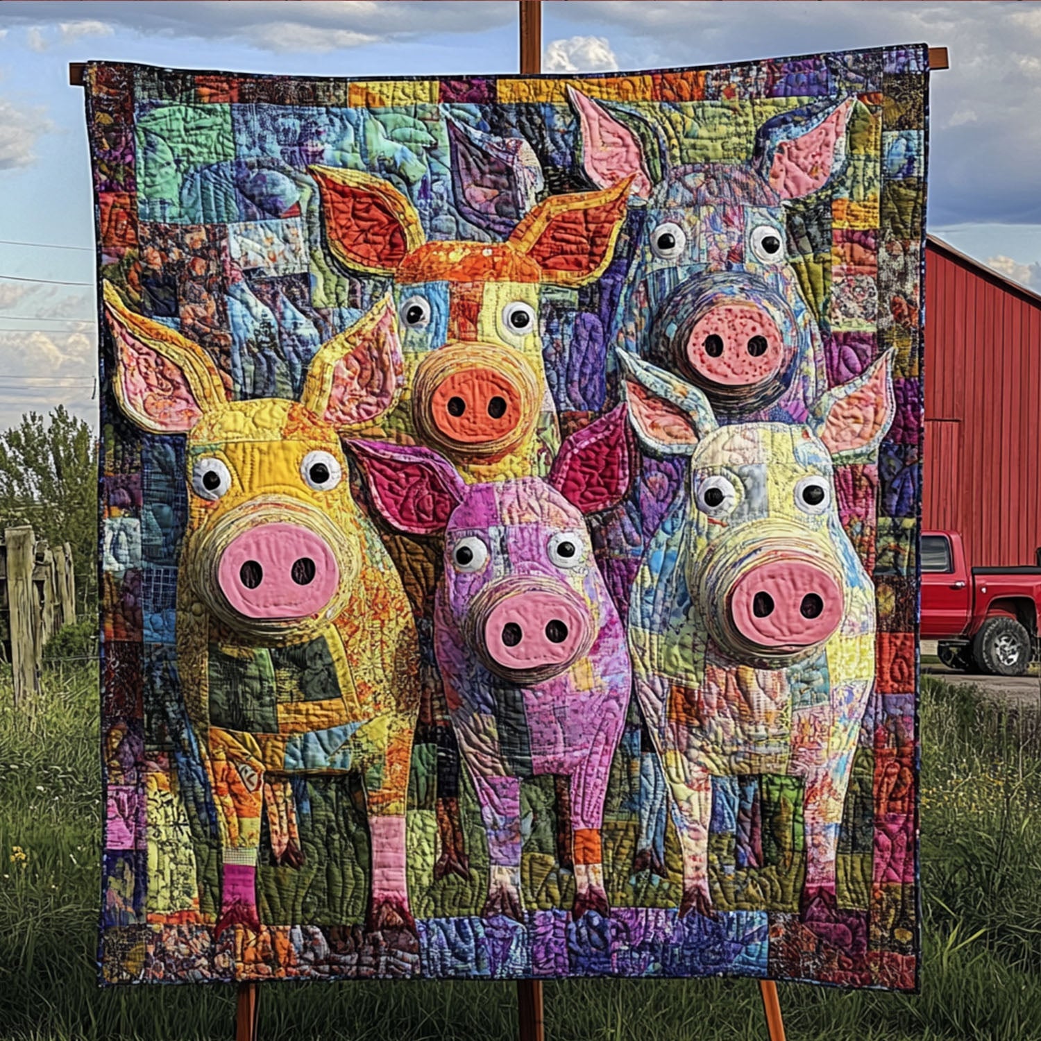 Pigs in the Patchwork Quilted Blanket Best Throw Blanket Cute Gifts For Pig Lovers