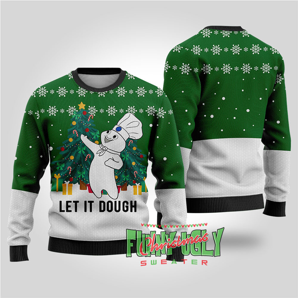 Pillsbury Doughboy Christmas Sweater Forest Green Cozy Christmas Sweater for Holiday Season