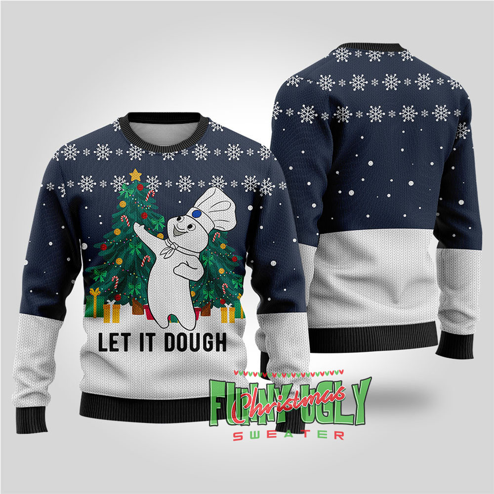 Pillsbury Doughboy Christmas Sweater Navy Best Gift Idea for Christmas Enthusiasts