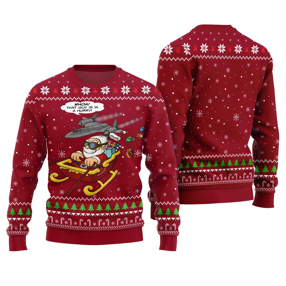 Pilot Santa Funny Christmas Sweaters Red Cozy Christmas Sweater for Holiday Season