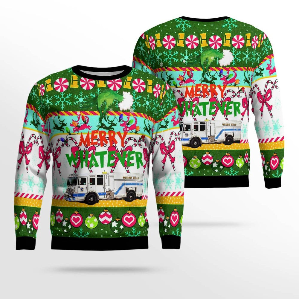 Pine City New York Webb Mills Fire Department Christmas AOP Ugly Sweater Unisex Christmas Gift