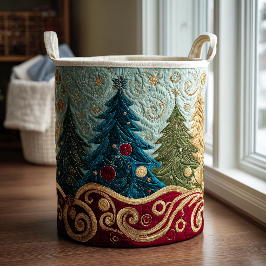 Pine Delight Quilted Laundry Basket Stylish Laundry Basket with Quilted Texture and Handles