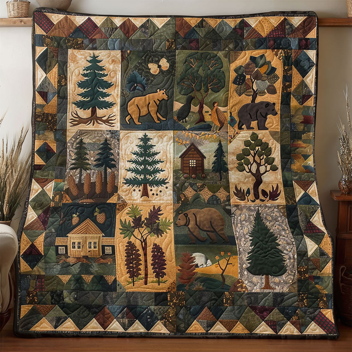 Pine Forest Quilt Lightweight Quilt Blanket for Year-Round Comfort