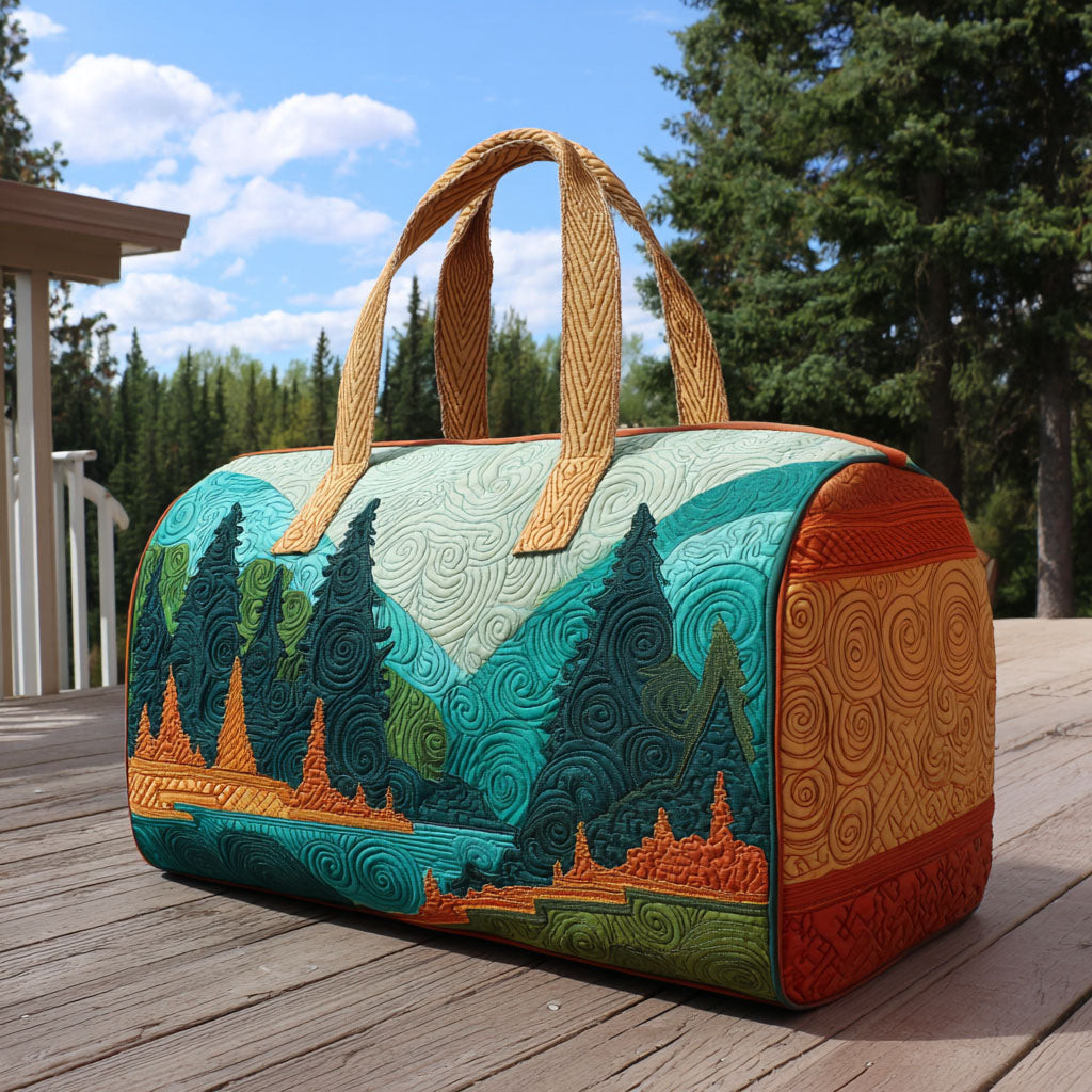 Pine Forest Quilted Duffle Bag Nature Lovers Travel Bag Best Camping Gift Ideas