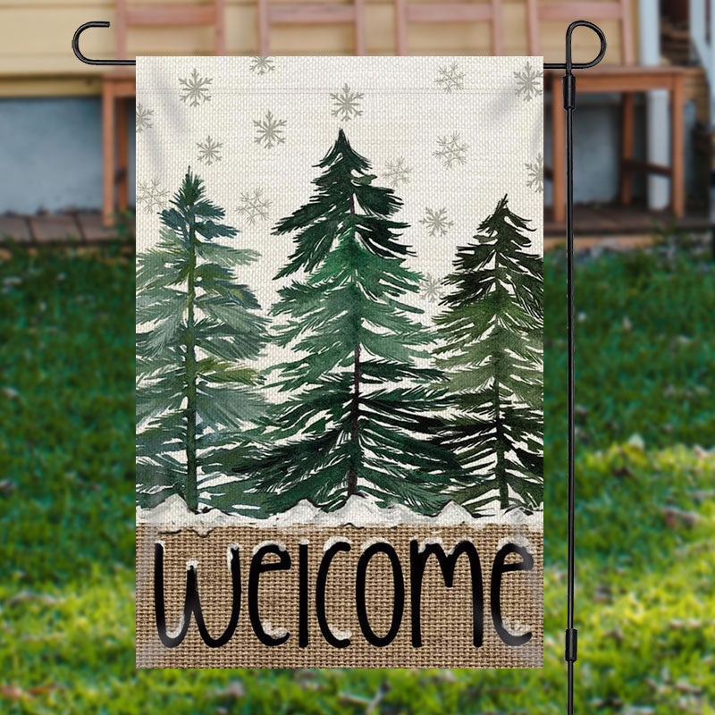 Pine Forest Winter Welcome Christmas Flag Cozy Garden Decor Xmas Holiday Gifts For Wife
