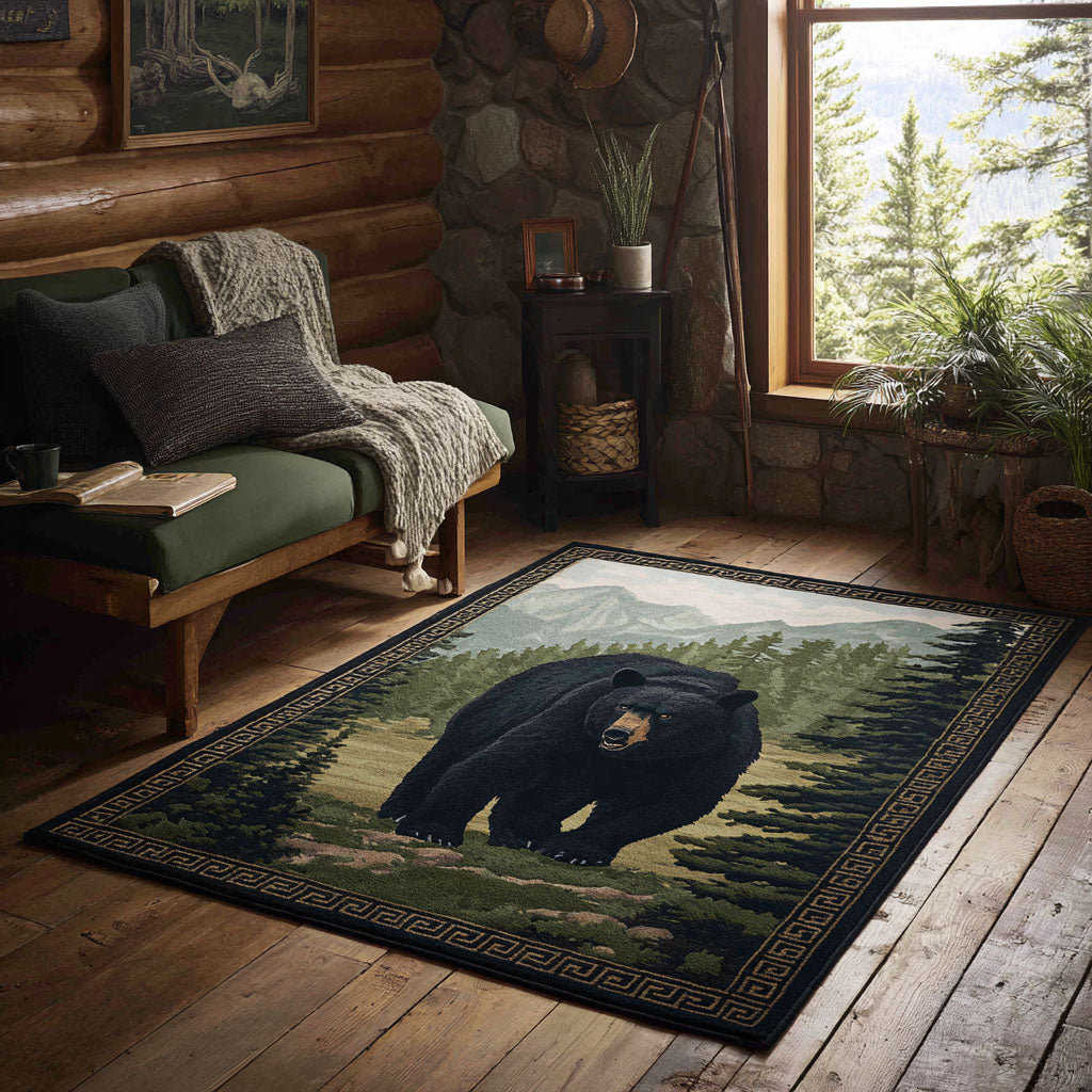 Pine Retreat Area Rug Christmas Entry Way Decor Bear Mother's Day Gifts