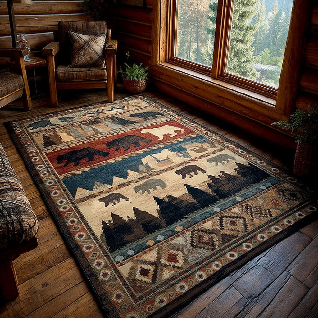 Pine Ridge Bear Area Rug Home Decor Items Deer Hunters Gifts For Husband