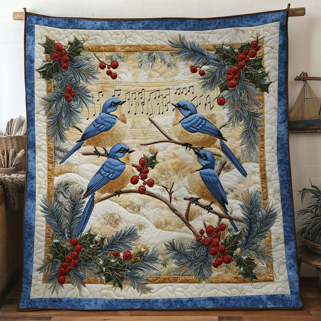 Pine Song Bluebird Quilt Beautiful Quilt Blanket Gift for Home Decoration