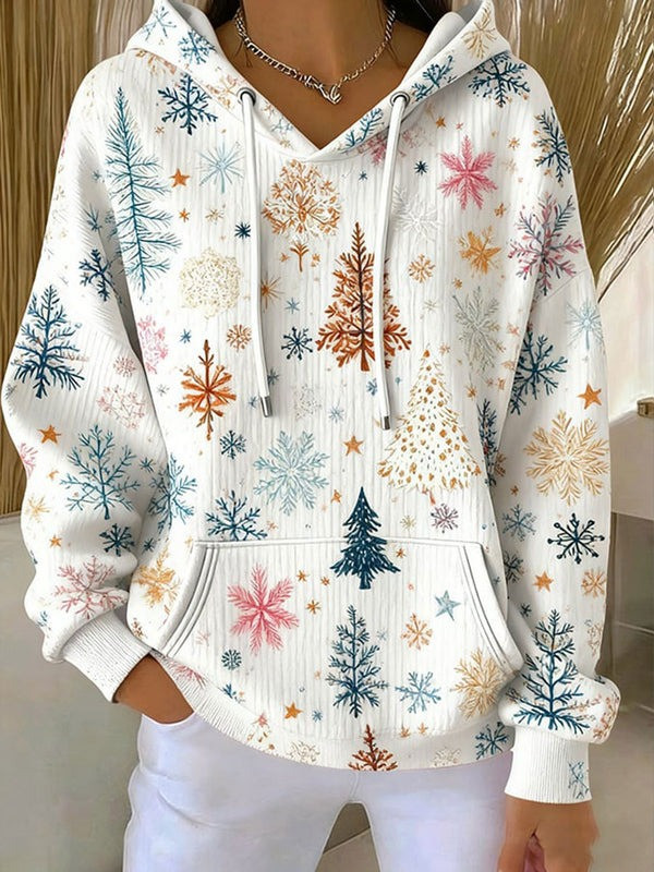 Pine Tree And Snowflake Christmas Hoodie Cute Clothes Winter Holiday Gifts For Women