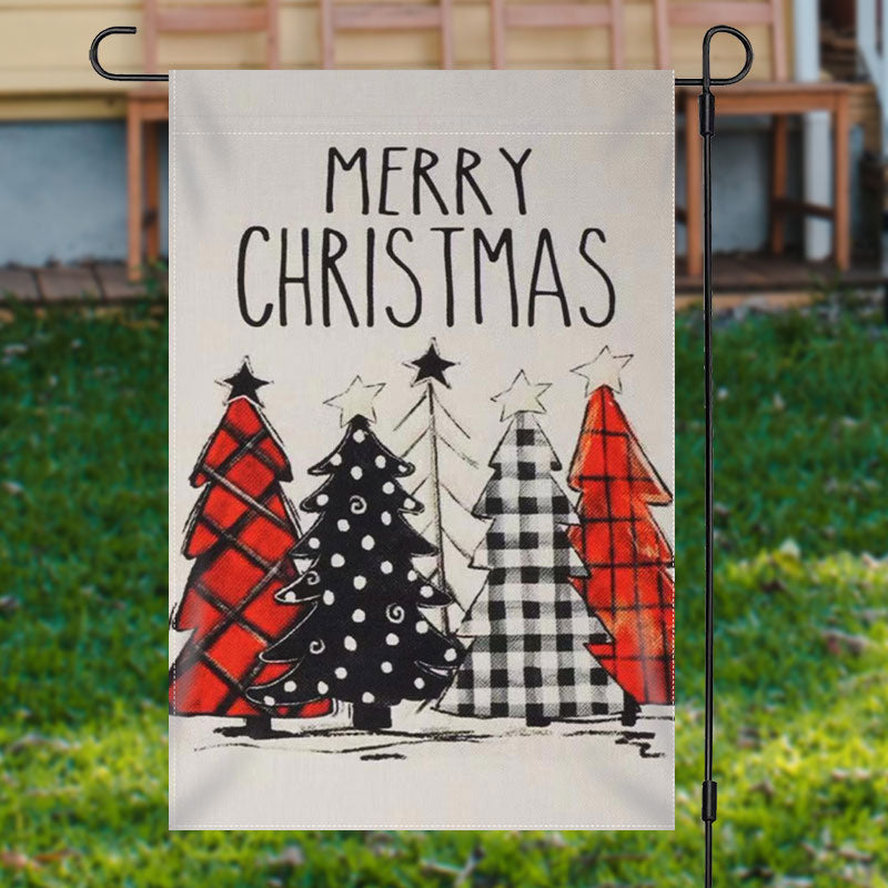 Pine Tree Merry Christmas Flag Lovely Plaid Outside Decor Christmas Gifts For Sister