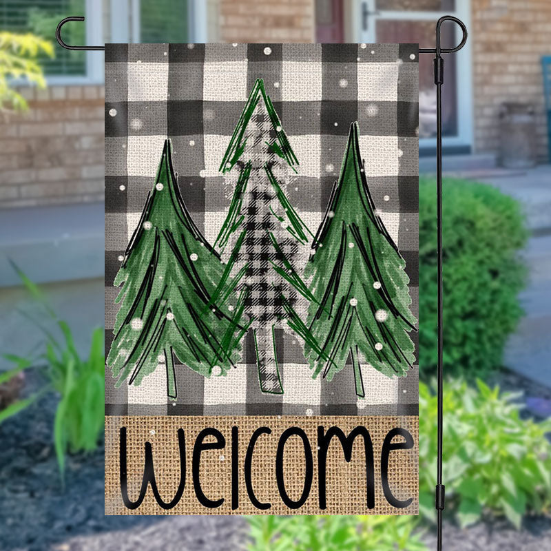 Pine Tree Welcome Christmas Flag Winter Garden Decor Christmas Gifts For Family