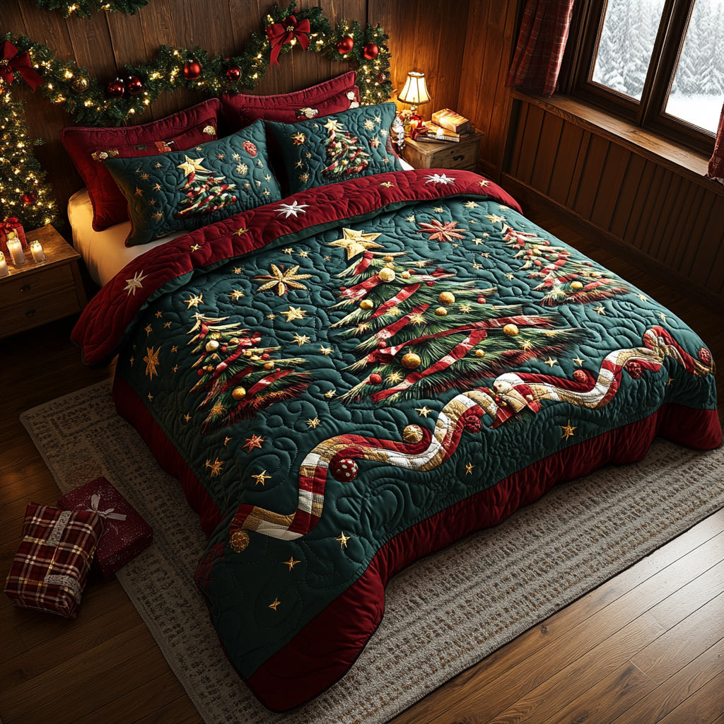 Pine Whisper Quilted Bedding Set Holiday Duvet Covers Christmas Presents For Mom