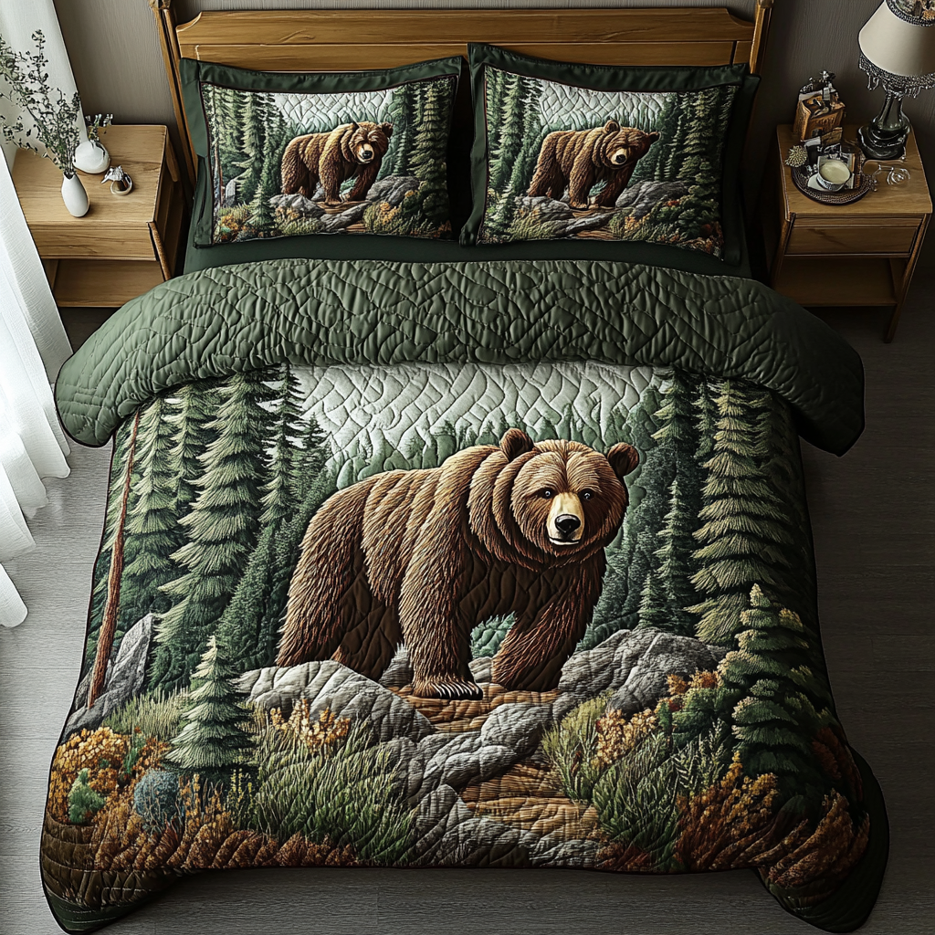 Pine Wilderness Quilted Bedding Set Warm and Elegant Bedding Gift Set for Every Home
