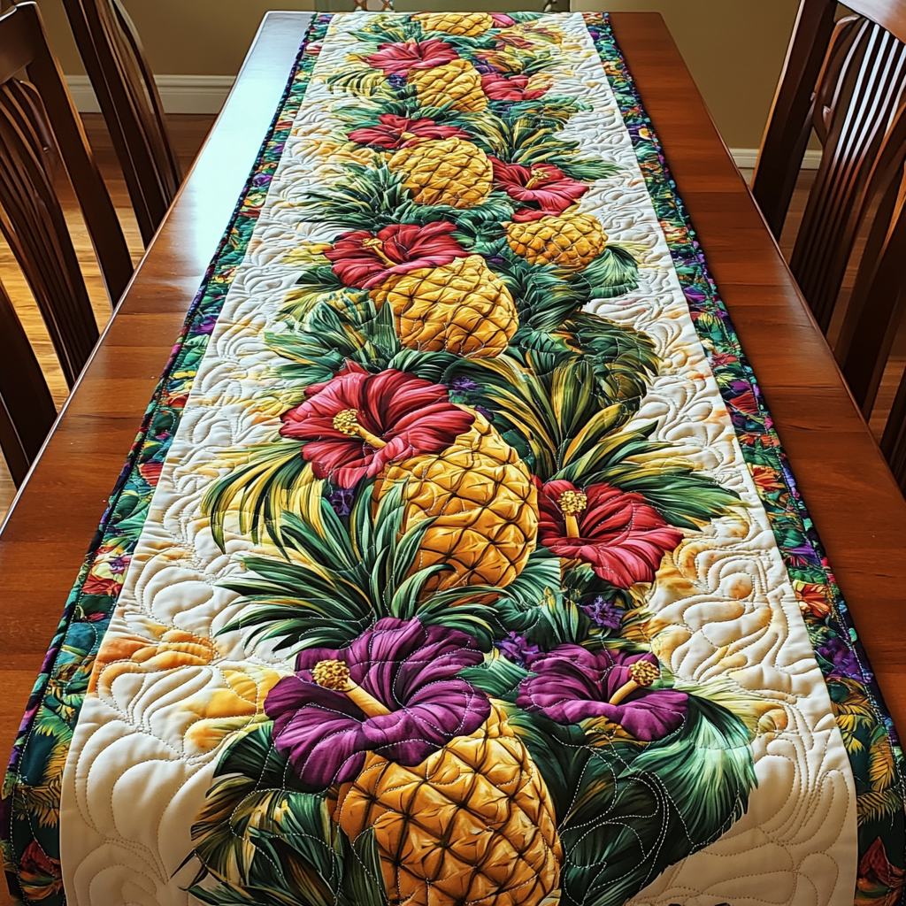 Pineapple Paradise Quilted Table Runner Hawaii Table Runner Gift Idea For Mother In Law