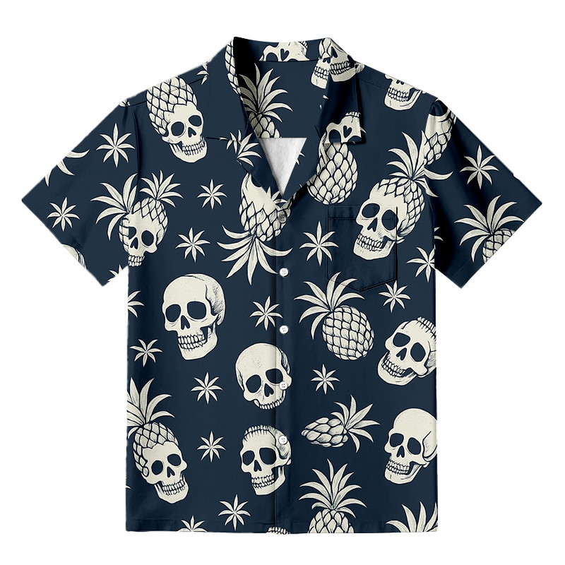 Pineapple Skull Aloha Hawaiian Shirt Aloha Art Themed Skull Shirt Gifts For Men