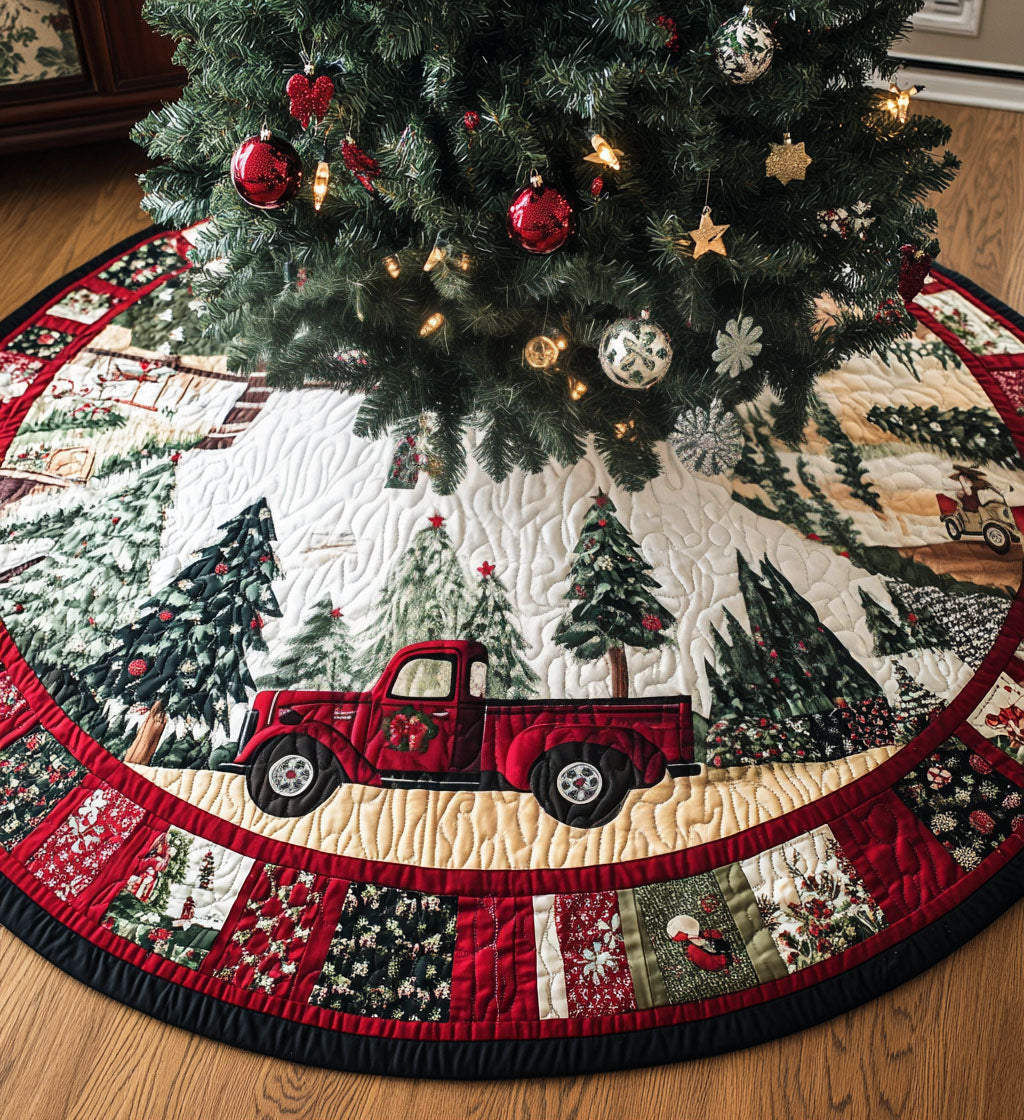 Pinecone Pathway Quilted Christmas Tree Skirt Christmas Tree Base Cover Best Holiday Gifts 2025