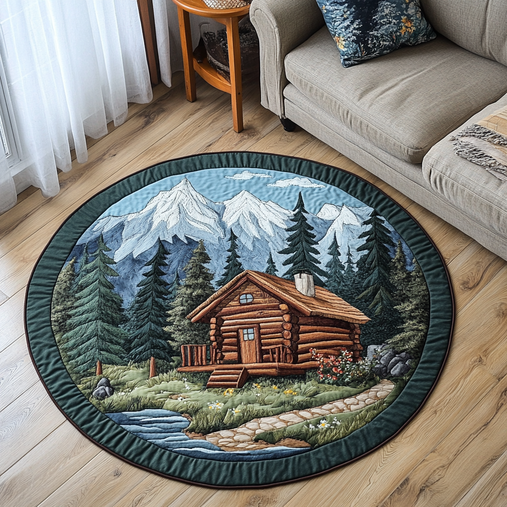 Pinewood Haven Quilted Round Mat Outdoor Decor Tree Skirt Small Tree