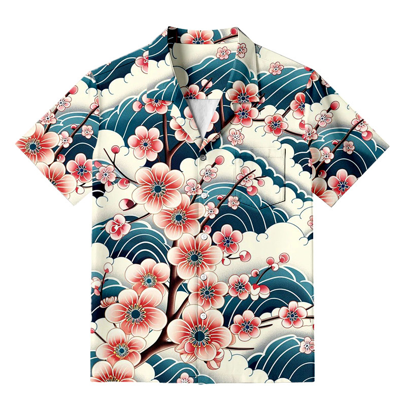 Pink And White Cherry Blossoms Hawaiian Shirt Japanese Art Clothing Cherry Blossom Lover Gifts