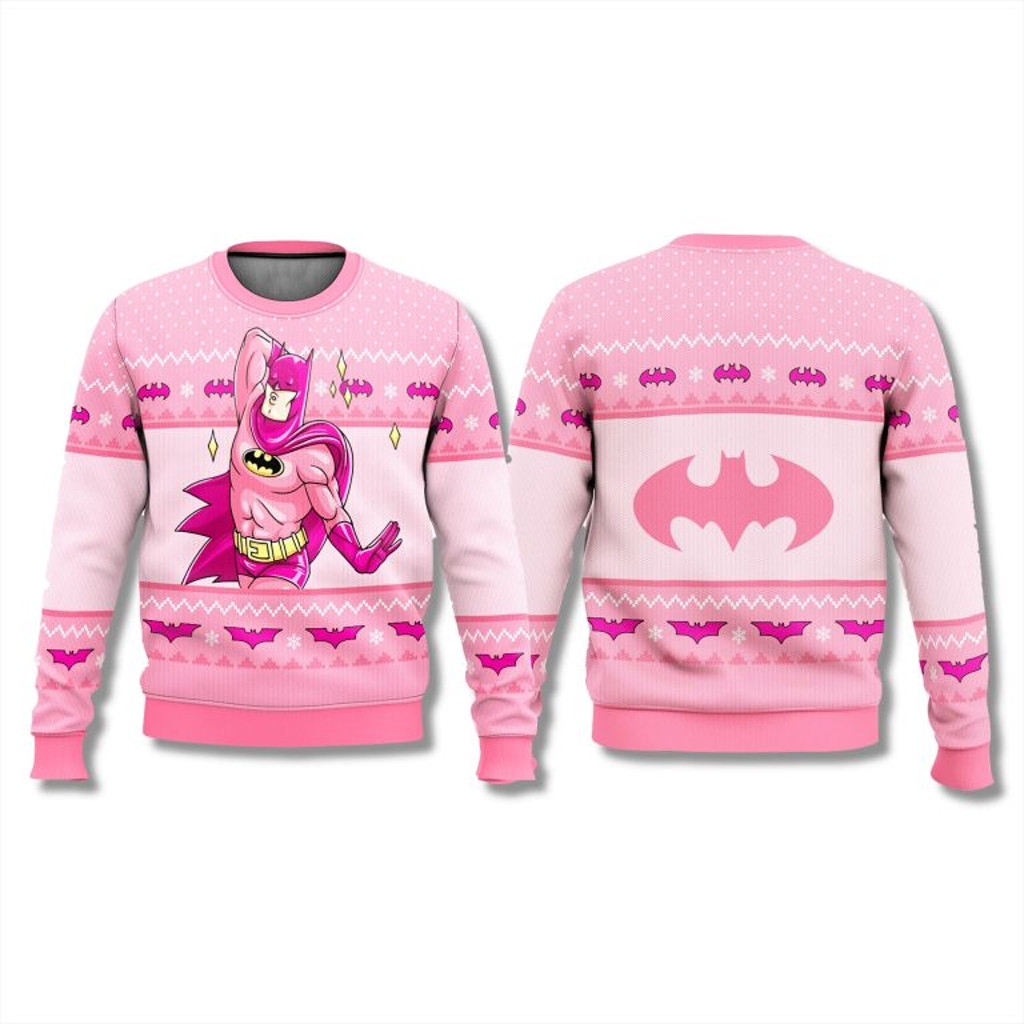 Pink Batman Funny Christmas Ugly Sweater Christmas Gift Ideas For Girlfriend