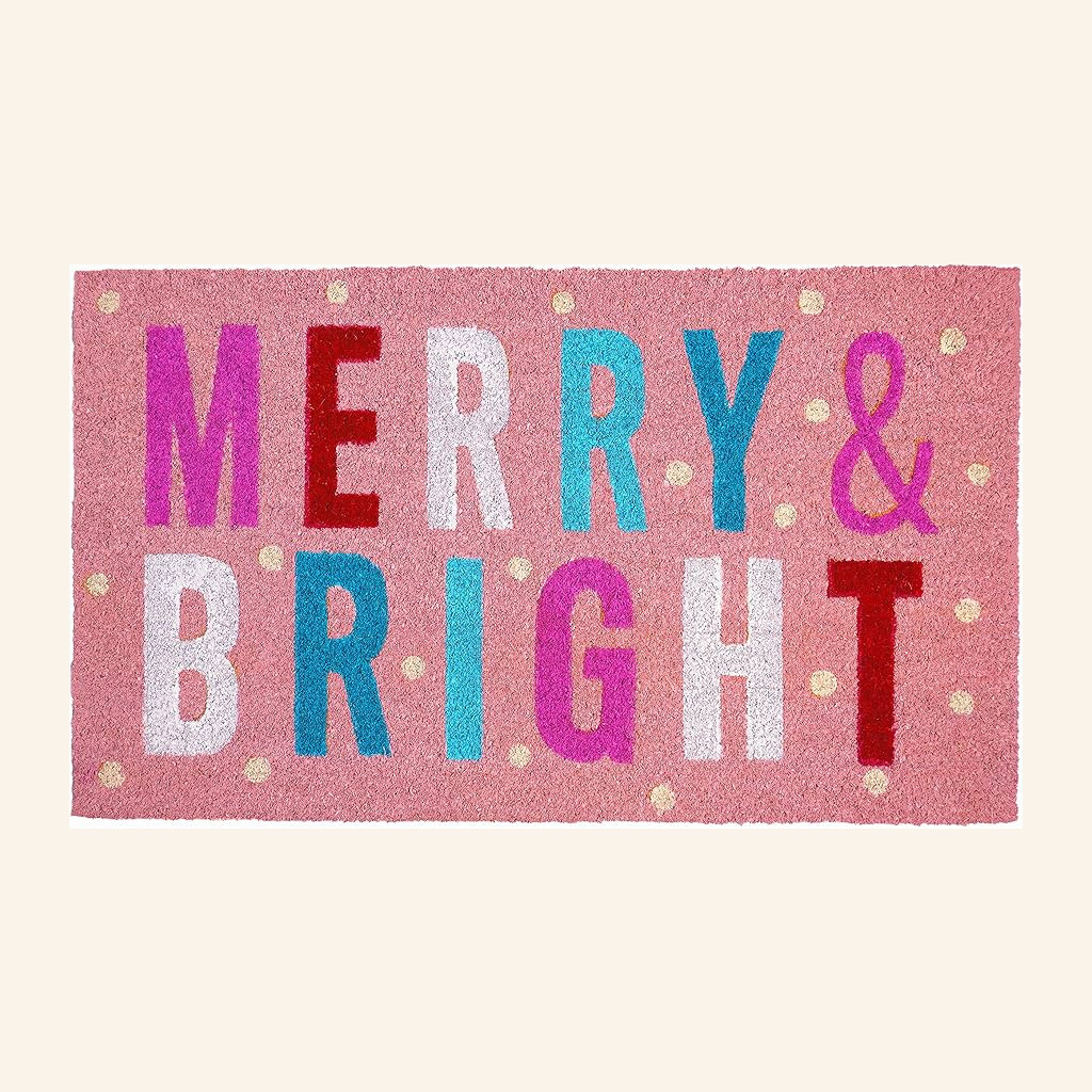 Pink Christmas Doormat Merry And Bright Welcome Mat Christmas Home Decor Pink Christmas Doormat Merry And Bright Welcome Mat Christmas Home Decor