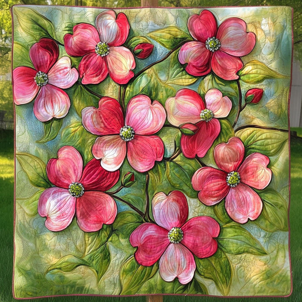 Pink Dogwood Quilted Blanket Best Couch Throw Blanket Best Gifts For Flower Lovers