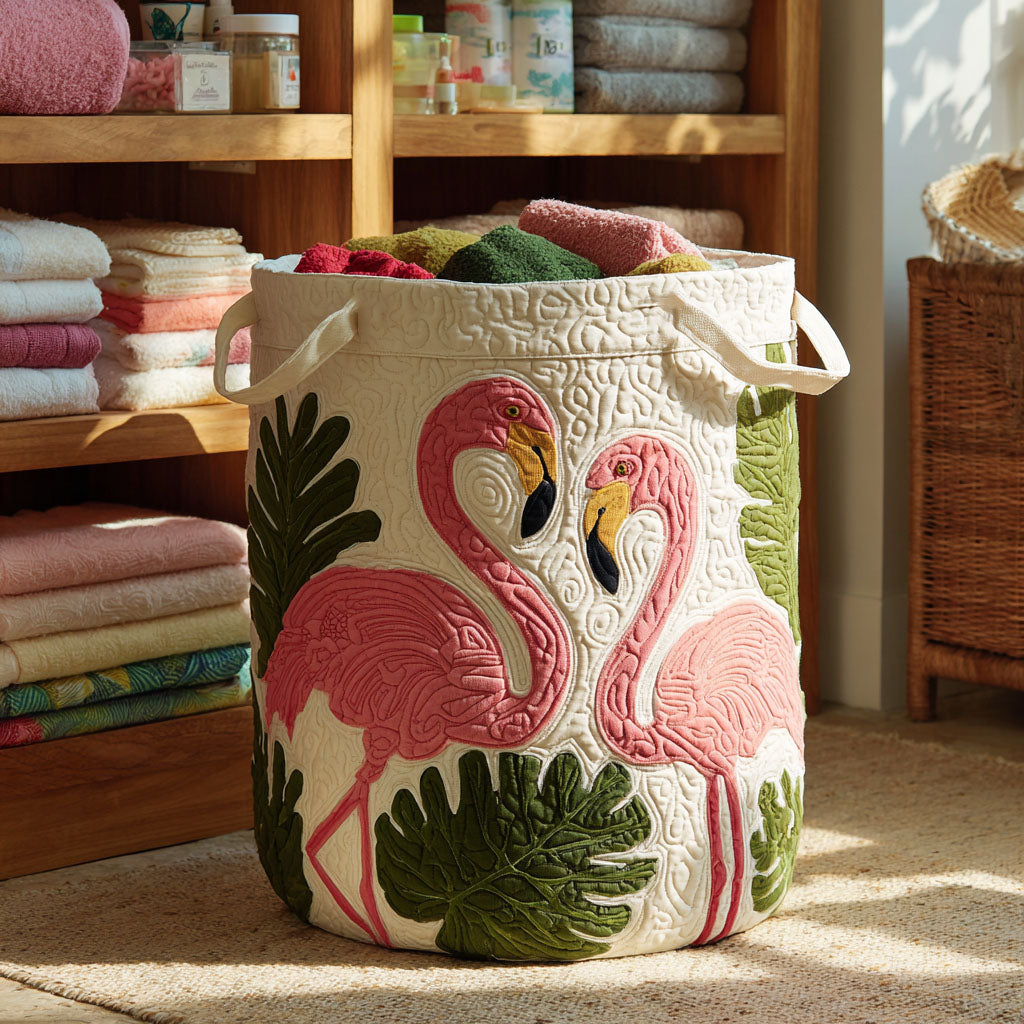 Pink Duo Quilted Laundry Basket Merch For Dad