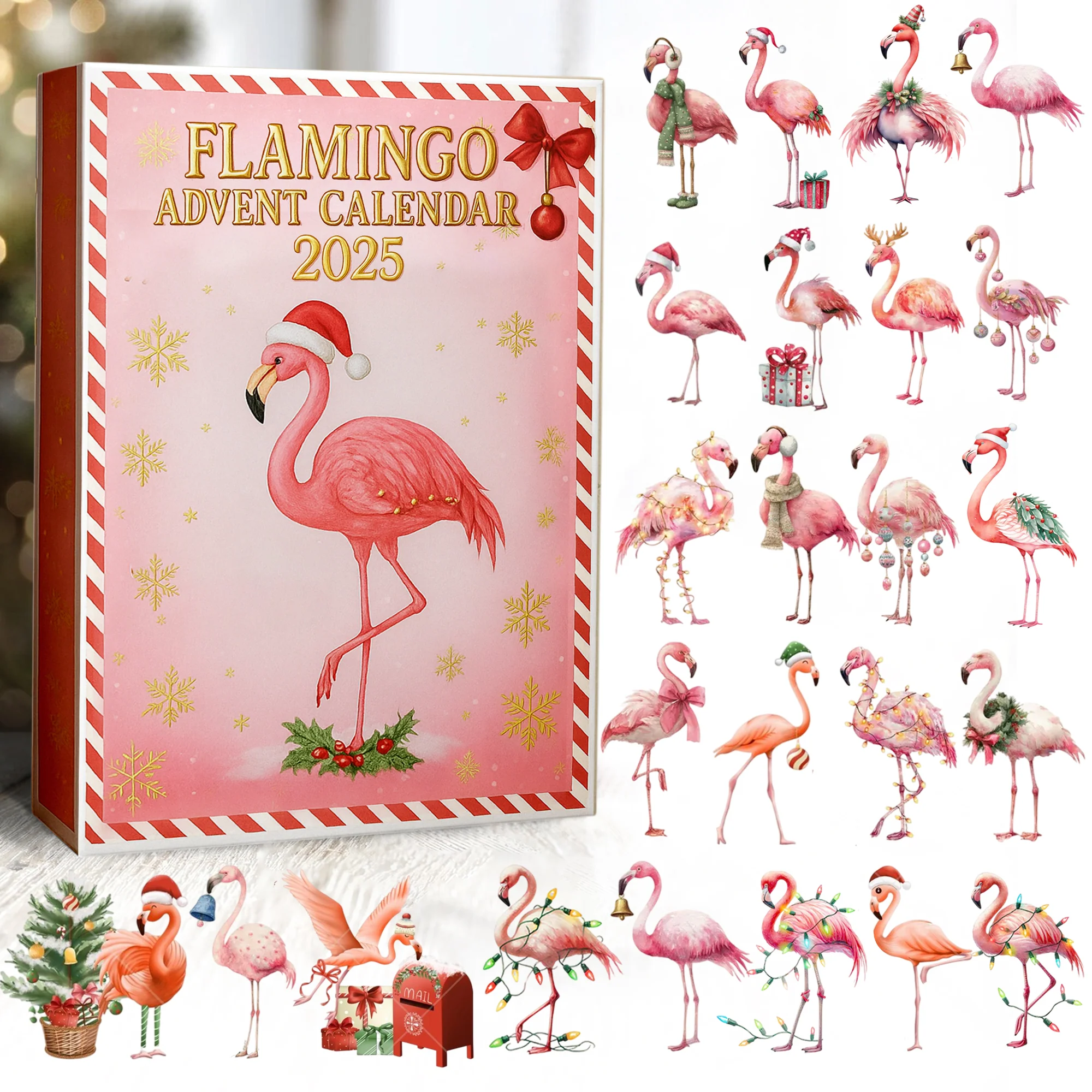 Pink Flamingo Advent Calendar 2025 Animal Themed Xmas Advent Calendar Flamingo Christmas Gifts