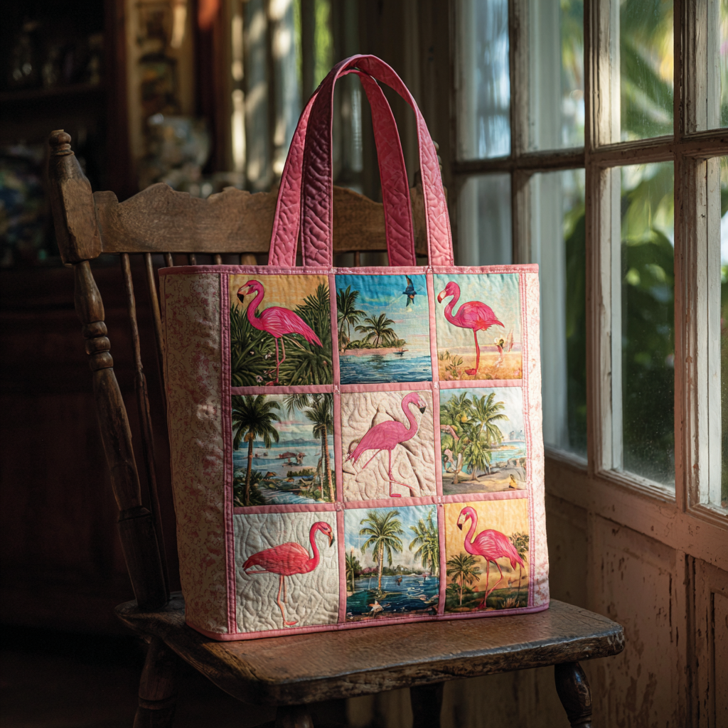 Pink Flamingo Quilted Tote Bag Flamingo Theme Gifts