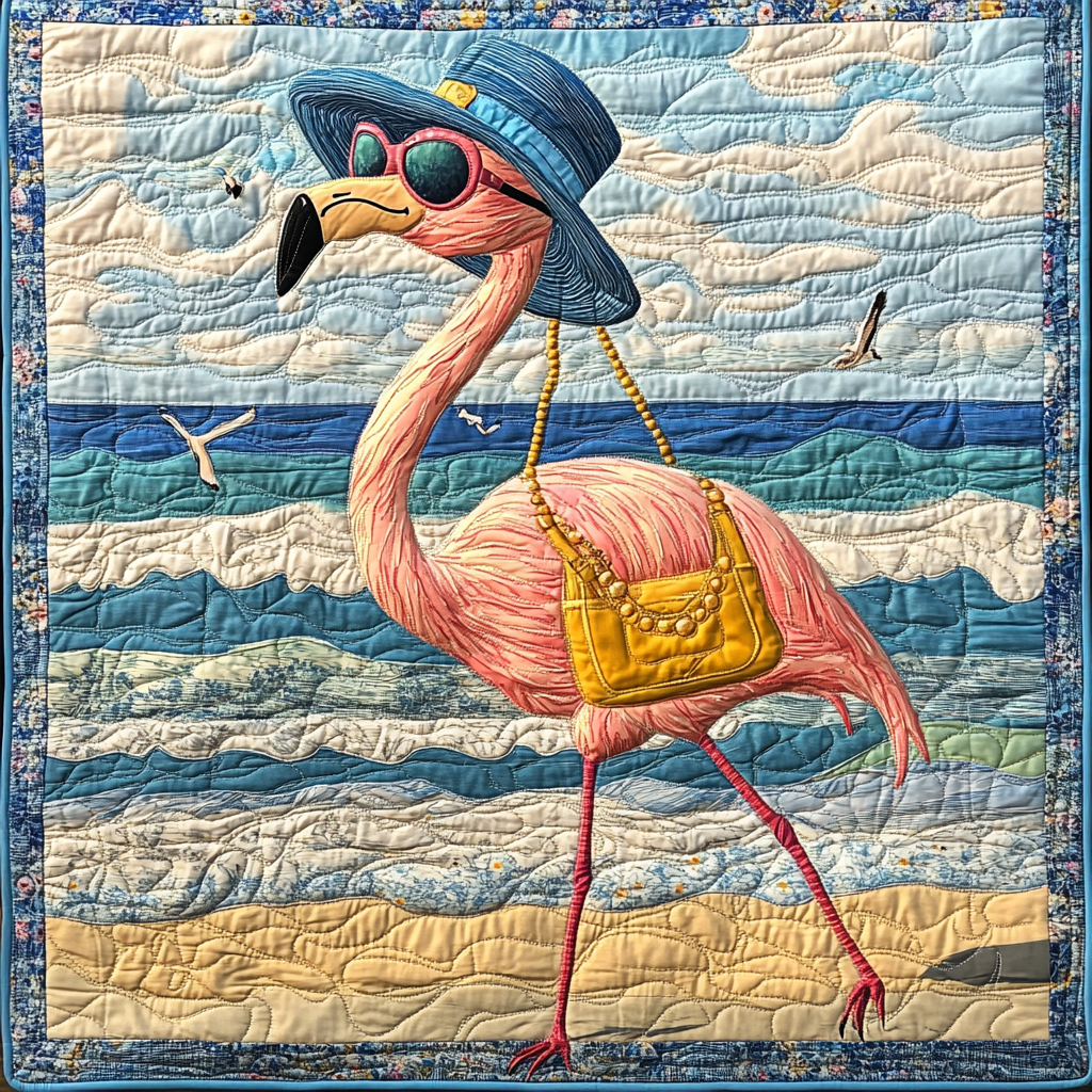 Pink Horizon Quilted Blanket Flamingo Gifts For Her