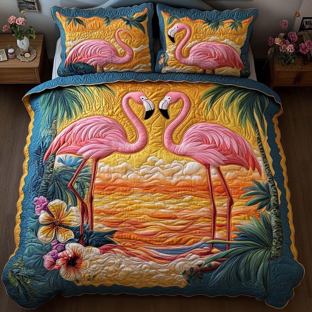 Pink Lagoon Quilted Bedding Set Soft Bedding Set That Makes a Great Christmas Gift